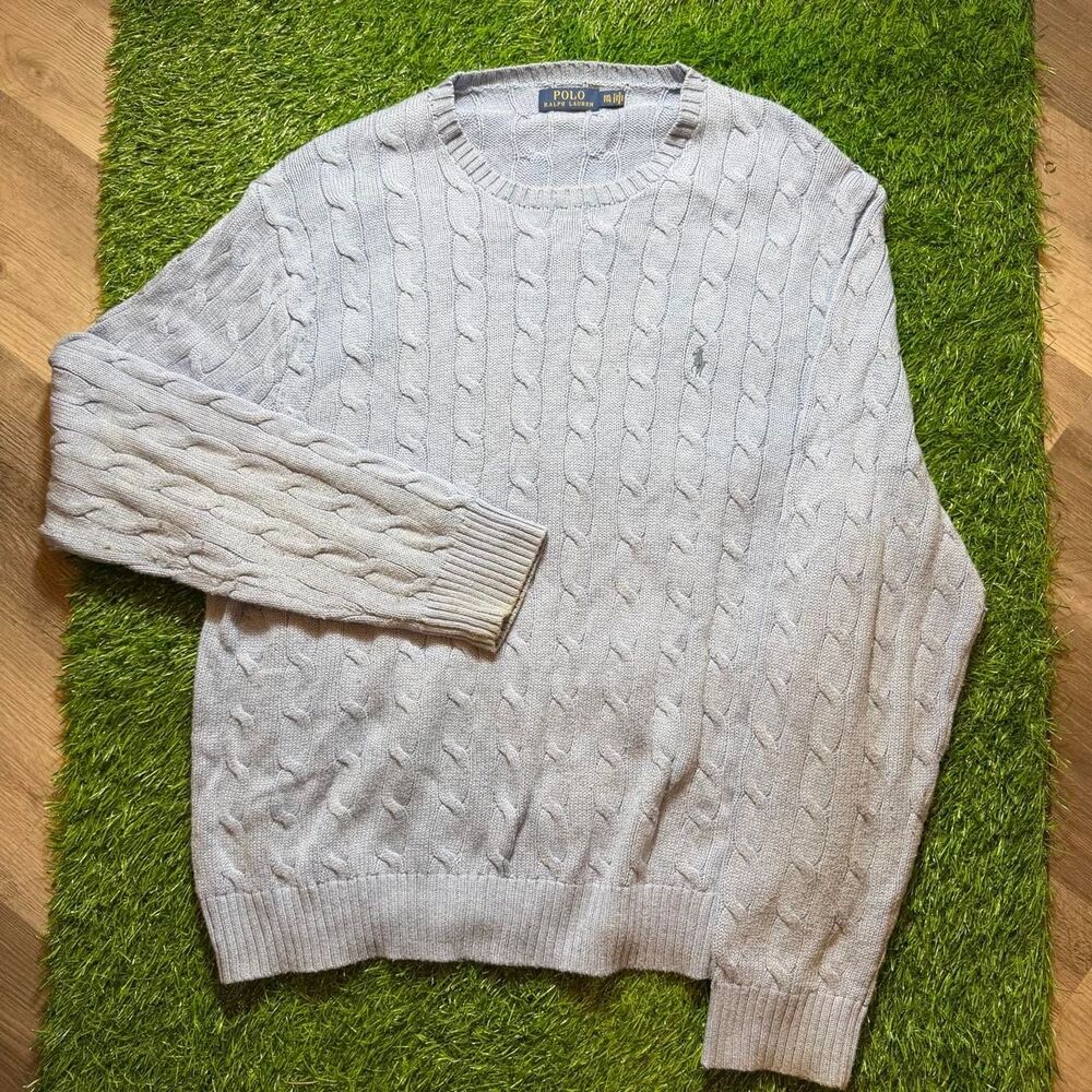 Ralph-lauren Men's White and Blue Jumper